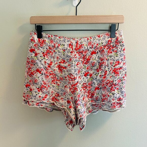 Free People Pants - Free People Floral Micro Shorts Size Small Layered Tiered Red White Colorful